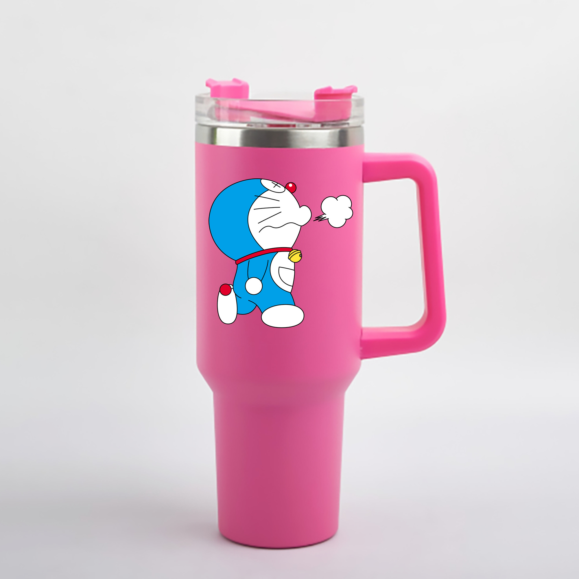 （画像用） ドラえもん Doraemon 1200mL車用タンブラー - クリスタルステッカー（プラスチックストロー付き）
